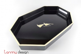 Small black octagonal lacquer tray 20*32cm